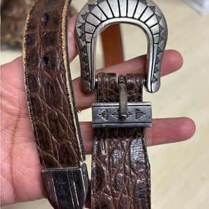 Brown Leather Belt with Silver Buckle